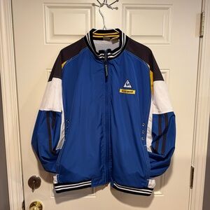 Le Coq Sporting Vintage 90s Blue and White Men's Jacket